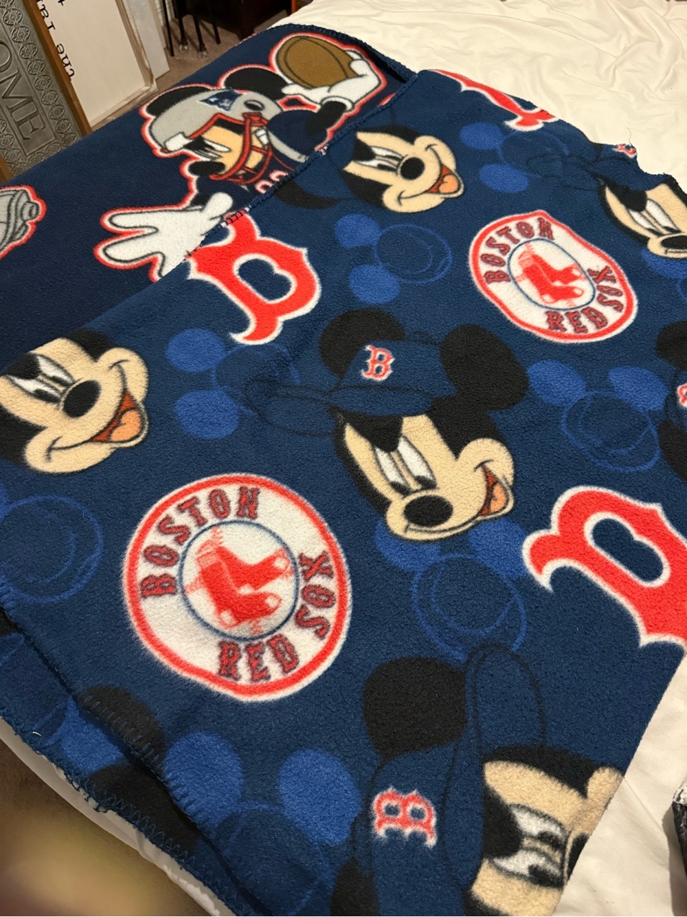 Boston Red Sox & New England Patriots Mickey Mouse Fleece Baby Blankets